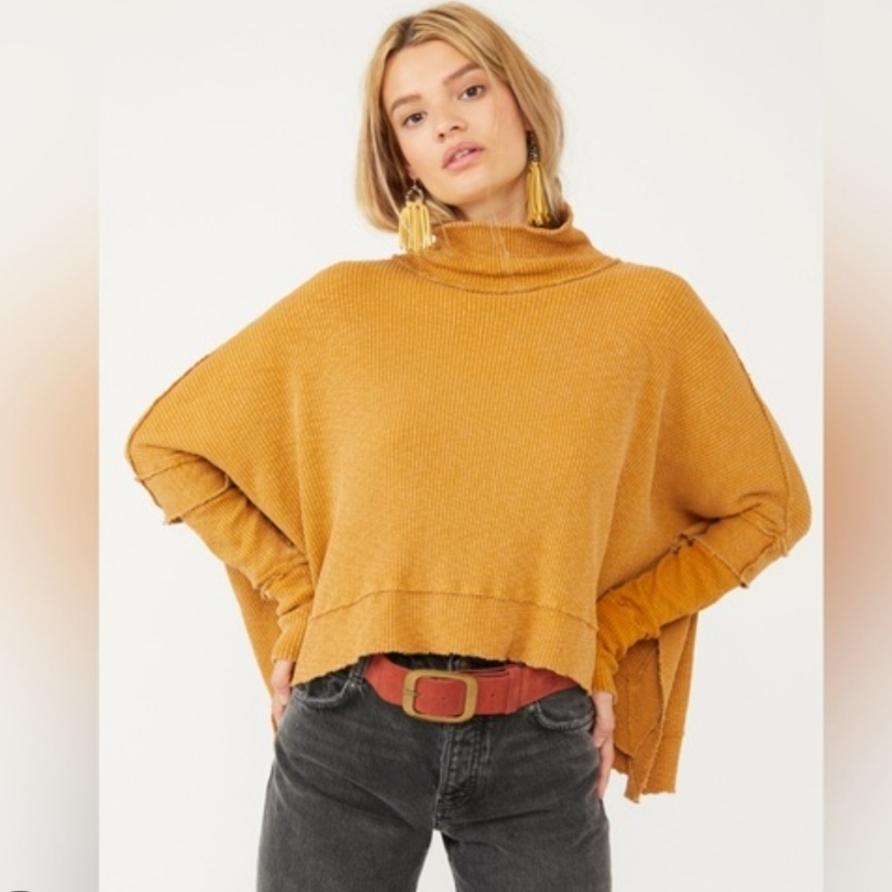 Free People Sunbaby Moon Daisy Turtleneck Rib Top - Picture 10 of 10